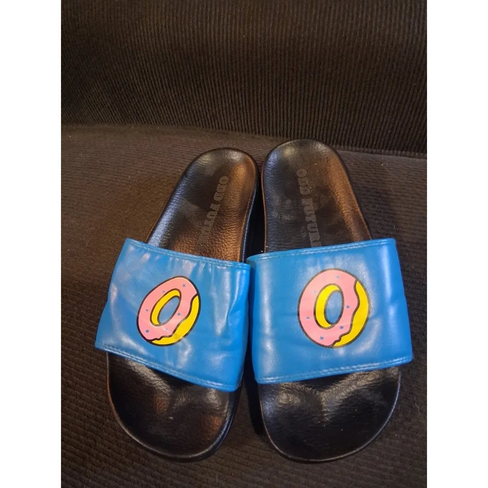 Odd Future Donut Slides Men's 7 Blue Pink Yellow Novelty Summer Father's Day‎
